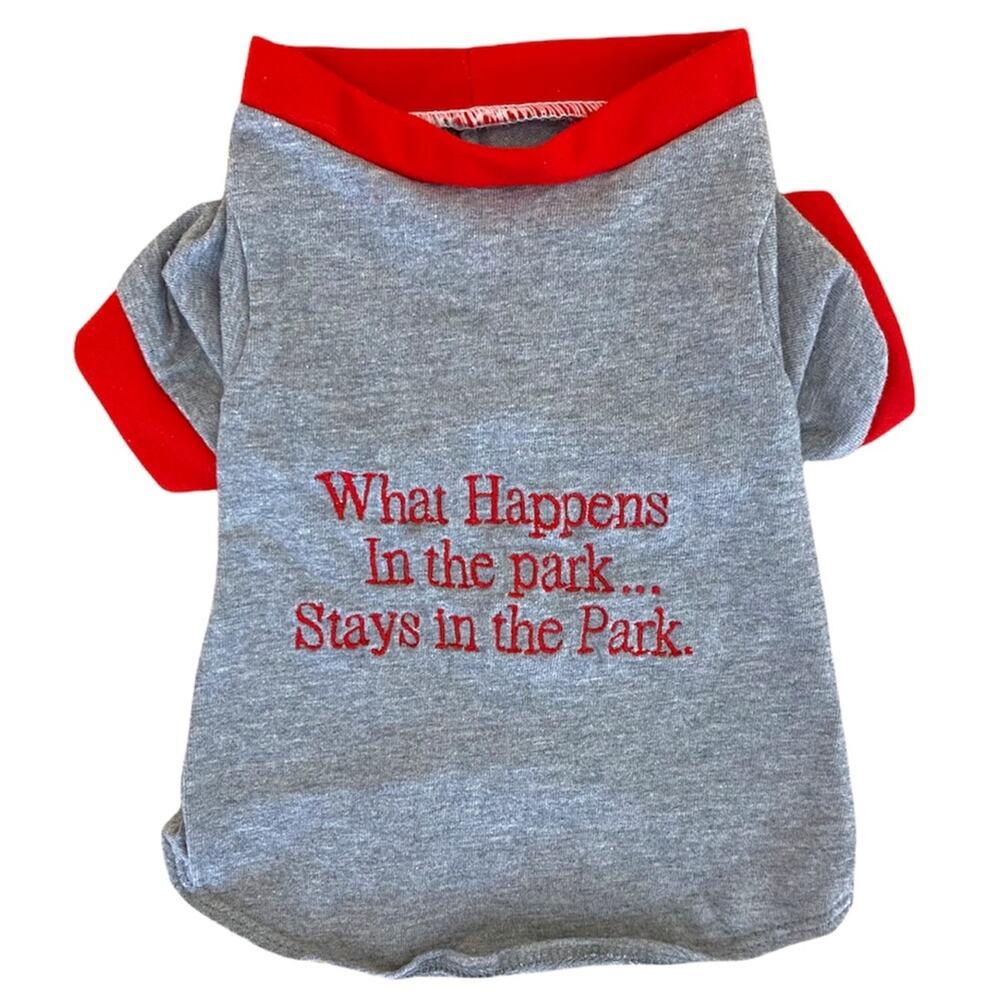 Pet Tee ‘What Happens In the park… Stays in the Park.’ Size Small
